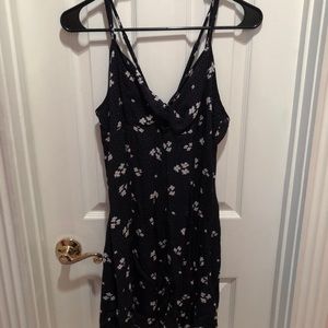 Black daisy polka dotted cutout dress